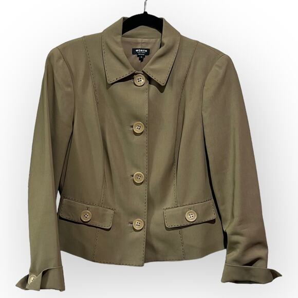 Worth New York Button Up Jacket Size 8 Tan - Picture 4 of 12